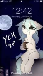 Size: 2160x3840 | Tagged: safe, artist:empress-twilight, oc, pony, commission, female, floppy ears, high res, iphone, moon, mug, phone wallpaper, smartphone, solo, your character here