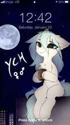 Size: 2160x3840 | Tagged: safe, artist:empress-twilight, pony, commission, female, floppy ears, high res, iphone, moon, mug, phone wallpaper, smartphone, solo, your character here