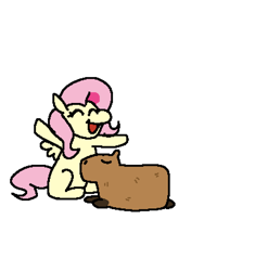 Size: 1536x1632 | Tagged: safe, artist:punkittdev, fluttershy, capybara, pegasus, pony, g4, cute, eyes closed, female, lying down, mare, open mouth, open smile, prone, simple background, sitting, smiling, solo, spread hooves, still frame, transparent background