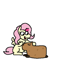 Size: 1536x1632 | Tagged: safe, artist:punkittdev, fluttershy, capybara, pegasus, pony, g4, cute, eyes closed, female, lying down, mare, open mouth, open smile, petting, prone, simple background, sitting, smiling, solo, still frame, transparent background