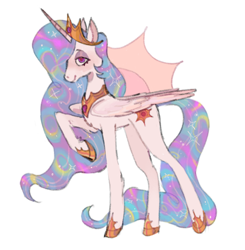 Size: 1944x1980 | Tagged: safe, artist:arrgh-whatever, princess celestia, alicorn, pony, g4, crown, folded wings, jewelry, lidded eyes, regalia, simple background, solo, wavy mane, white background, wings