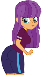 Size: 882x1583 | Tagged: safe, artist:rainbowstarcolour262, ginger owlseye, human, equestria girls, g4, ass, butt, clothes, female, ginger owlsbutt, lipstick, looking down, shirt, shorts, simple background, solo, sports shorts, transparent background