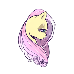 Size: 1000x1000 | Tagged: safe, artist:lonp, fluttershy, pegasus, pony, g4, bust, female, profile, simple background, solo, white background