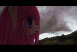 Size: 1280x864 | Tagged: safe, artist:plotcore, pinkie pie, earth pony, pony, g4, cloud, female, grass, grass field, mare, pinkamena diane pie, sad, scenery, solo, text