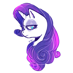Size: 1000x1000 | Tagged: safe, artist:lonp, rarity, pony, unicorn, g4, bust, curly hair, lidded eyes, profile, simple background, solo, white background, white coat