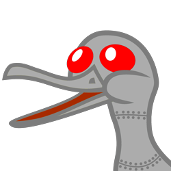 Size: 2135x2135 | Tagged: safe, edit, bird, duck, robot, high res, red eyes, roboticization, simple background, solo, transparent background