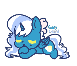 Size: 350x300 | Tagged: safe, artist:gonthelizard, oc, oc only, oc:fleurbelle, alicorn, pony, alicorn oc, bow, chibi, female, hair bow, horn, lying down, mare, prone, simple background, sleeping, solo, transparent background, wings, yellow eyes