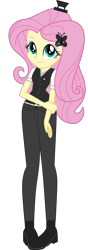 Size: 1920x5465 | Tagged: safe, artist:edy_january, edit, vector edit, fluttershy, human, equestria girls, g4, my little pony equestria girls: better together, balenciaga, balenciaga fashion show 2023, base used, black shirt, black vest, clothes, fashion, female, france, geode of fauna, hairpin, hat, le fluttershy de stellys, link in description, long pants, magical geodes, model, modeling, modelshy, outfit, shirt, shoes, simple background, solo, suit, transparent background, vector, vector used, vest, white shirt
