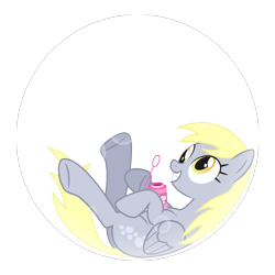 Size: 3000x3000 | Tagged: safe, artist:issmafia, derpy hooves, pegasus, pony, g4, bubble, cross-eyed, cute, derp, folded wings, high res, in bubble, lying down, on back, simple background, smiling, solo, teeth, transparent background, vector, wings