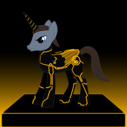 Size: 1575x1575 | Tagged: safe, artist:issmafia, alicorn, pony, crossover, gradient background, solo, tron legacy