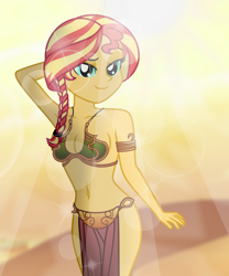 Size: 4944x5952 | Tagged: safe, artist:emeraldblast63, sunset shimmer, human, equestria girls, g4, belly button, big breasts, breasts, busty sunset shimmer, disney, dreamworks face, female, may the fourth be with you, princess leia, slave leia outfit, solo, star wars, star wars: return of the jedi, stupid sexy sunset shimmer