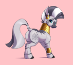 Size: 3580x3175 | Tagged: safe, artist:aquaticvibes, zecora, zebra, accessory, butt, looking at you, plot, solo, zecorass