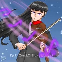 Size: 1080x1080 | Tagged: safe, artist:lencai123, octavia melody, human, g4, female, humanized, musical instrument, solo, violin