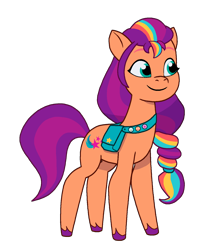 Size: 1398x1586 | Tagged: safe, artist:caseyben887, sunny starscout, earth pony, pony, g5, my little pony: tell your tale, spoiler:g5, bag, female, mane stripe sunny, mare, saddle bag, satchel, simple background, solo, transparent background