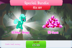 Size: 1265x857 | Tagged: safe, gameloft, glitter drops, pony, unicorn, g4, my little pony: magic princess, bundle, costs real money, english, female, gem, horn, mare, mobile game, numbers, sale, solo, text