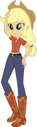 Size: 1920x6470 | Tagged: safe, artist:edy_january, edit, vector edit, applejack, human, equestria girls, equestria girls series, g4, applejack's hat, balenciaga, balenciaga fashion show 2023, base used, belt, boots, clothes, cowboy hat, cowgirl, cowgirl outfit, denim, fashion, fashion show, geode of super strength, hat, jeans, jewelry, link in description, long pants, magical geodes, midriff, model, modeling, orange shrit, outfit, pants, shirt, shoes, simple background, solo, suit, t-shirt, texas, texas old school, transparent background, united states, vector