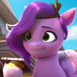 Size: 1080x1080 | Tagged: safe, screencap, pipp petals, pegasus, pony, g5, my little pony: make your mark, my little pony: make your mark chapter 1, spoiler:g5, spoiler:my little pony: make your mark, adorapipp, cropped, cute, female, mare, phone, smiling