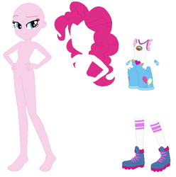 Size: 540x545 | Tagged: safe, artist:lordsfrederick778, artist:selenaede, pinkie pie, human, equestria girls, g4, my little pony equestria girls: legend of everfree, alternate design, base used, clothes, eyebrows, hair, hand on hip, looking sideways, looking to the right, raised eyebrow, simple background, smiling, solo, white background