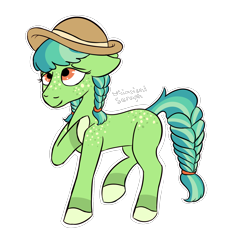 Size: 2000x2000 | Tagged: safe, artist:whimsicalseraph, oc, oc only, earth pony, pony, adoptable, braid, female, hat, high res, simple background, solo, sun hat, transparent background
