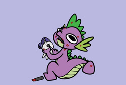 Size: 2047x1373 | Tagged: safe, artist:ewoudcponies, rarity, spike, dragon, g4, creepy, lipstick, male, plushie, simple background, solo