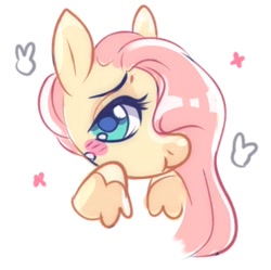 Size: 540x538 | Tagged: safe, artist:smolashecc, fluttershy, pegasus, pony, g4, blushing, bust, hair over one eye, simple background, white background, wings