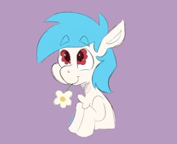 Size: 1758x1436 | Tagged: safe, artist:galaxysquid, oc, oc only, oc:jimm, earth pony, pony, flower, flower in mouth, male, mouth hold, purple background, simple background, solo