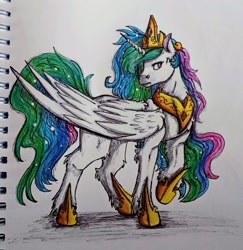 Size: 1805x1856 | Tagged: safe, artist:angelwingsmlpfim, princess celestia, alicorn, pony, g4, female, mare, sketchbook, solo, traditional art