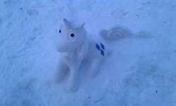 Size: 2560x1536 | Tagged: safe, artist:osirisrandom, rarity, g4, pony - snowman, snow, snow sculpture, snowman