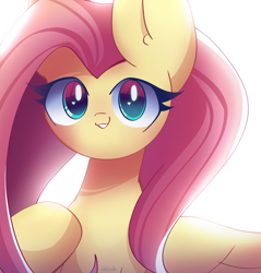 Size: 2200x2300 | Tagged: safe, artist:miryelis, fluttershy, pegasus, pony, g4, big ears, big eyes, colored lineart, cute, glowing, heart, heart eyes, high res, long hair, looking at you, shyabetes, signature, simple background, smiling, smiling at you, solo, white background, wingding eyes, wings