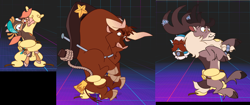 Size: 2970x1250 | Tagged: safe, paprika (tfh), shanty (tfh), stronghoof hoofstrong (tfh), texas (tfh), vetr (tfh), alpaca, bull, deer, goat, reindeer, winter sprite, them's fightin' herds, adorable distress, bell, cloven hooves, community related, cowbell, cute, game screencap, horn, horn jewelry, hug, jewelry