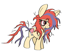 Size: 612x489 | Tagged: safe, artist:muffinz, oc, oc only, oc:optic nerve, earth pony, pony, anatomy, big ears, colored, female, filly, flat colors, foal, messy hair, messy mane, nerve, ponified, quadrupedal, red eyes, simple background, solo, transparent background