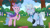 Size: 3072x1727 | Tagged: safe, screencap, alphabittle blossomforth, queen haven, pegasus, pony, unicorn, g5, mare family mare problems, my little pony: tell your tale, spoiler:g5, spoiler:my little pony: tell your tale, duo, duo male and female, eyebrows, female, male, mare, open mouth, raised eyebrow, stallion, sweat, sweatdrop, swollen