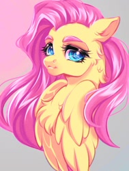 Size: 1548x2048 | Tagged: safe, artist:cabbage-arts, fluttershy, pegasus, pony, g4, chest fluff, female, gradient background, mare, solo