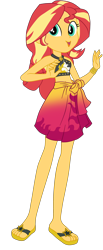 Size: 1900x4612 | Tagged: safe, artist:gmaplay, sunset shimmer, human, equestria girls, g4, my little pony equestria girls: better together, x marks the spot, beach shorts swimsuit, belly button, clothes, female, sandals, sarong, simple background, solo, sunset shimmer's beach shorts swimsuit, swimsuit, transparent background