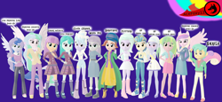 Size: 1316x607 | Tagged: safe, artist:acefoxy13, cloudchaser, cold forecast, flitter, indigo zap, lemon zest, maud pie, princess cadance, princess celestia, princess luna, principal celestia, snails, sugarcoat, vice principal luna, human, equestria girls, g4, 3d, anastasia, boots, clothes, equestria girls-ified, glasses, hat, ponied up, principal cadance, shoes, source filmmaker