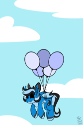 Size: 800x1200 | Tagged: safe, artist:starcasteclipse, oc, oc only, oc:starcast, bat pony, pony, animated, balloon, commission, floating, solo, ych result