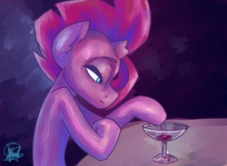 Size: 1500x1100 | Tagged: safe, artist:mannybcadavera, tempest shadow, pony, unicorn, g4, broken horn, bust, drink, drinking, female, horn, mare, missing scar, portrait, profile, solo