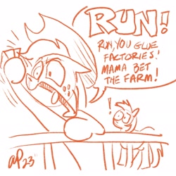 Size: 2048x2048 | Tagged: safe, artist:andypriceart, applejack, g4, applejack's hat, cowboy hat, dark comedy, exclamation point, hat, high res, simple background, white background, yelling