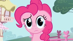 Size: 1920x1080 | Tagged: safe, screencap, pinkie pie, earth pony, pony, a friend in deed, g4, confused, female, floppy ears, heart, looking at you, solo