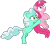 Size: 1024x905 | Tagged: safe, artist:firlin123, lyra heartstrings, pinkie pie, earth pony, pony, unicorn, g4, confused, cutie mark swap, eye swap, implied body swap, nervous, palette swap, recolor, simple background, transparent background