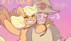 Size: 433x247 | Tagged: safe, artist:mimiporcellini, applejack, g4, crossover, crossover shipping, hol horse, holjack, jojo's bizarre adventure, shipping, wip