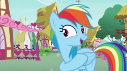 Size: 1200x675 | Tagged: safe, screencap, rainbow dash, pegasus, pony, g4, solo