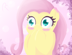 Size: 1300x1000 | Tagged: safe, artist:reinbou, fluttershy, pegasus, pony, g4, blushing, cute, shyabetes, simple background, solo