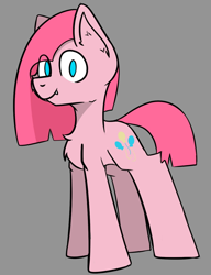 Size: 1012x1318 | Tagged: safe, artist:cotarsis, pinkie pie, earth pony, pony, g4, chest fluff, ear fluff, fangs, gray background, looking at you, pinkamena diane pie, simple background, sketch, smiling, smiling at you, solo