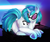 Size: 1020x862 | Tagged: safe, artist:dieingartist, dj pon-3, vinyl scratch, pony, unicorn, g4, butt, female, grin, looking at you, looking back, looking back at you, lying down, mare, plot, prone, signature, smiling, solo, turntable, underhoof, vinyl ass