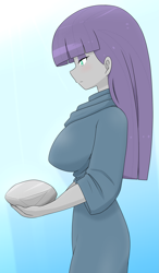 Size: 1917x3283 | Tagged: safe, artist:batipin, maud pie, human, equestria girls, g4, big breasts, breasts, busty maud pie, female, gradient background, profile, rock, solo