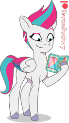 Size: 1589x2795 | Tagged: safe, artist:frownfactory, zipp storm, pegasus, pony, g5, my little pony: tell your tale, the hunt for eggmund bunny, spoiler:g5, spoiler:my little pony: tell your tale, spoiler:tyts01e48, cellphone, colored wings, concave belly, eyebrows, female, fit, foldable phone, hoof hold, hooves, mare, multicolored wings, phone, raised eyebrow, show accurate, simple background, slender, smartphone, solo, standing, style emulation, tell your tale accurate, thin, transparent background, vector, wings