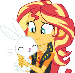 Size: 3000x2910 | Tagged: safe, artist:cloudy glow, angel bunny, sunset shimmer, human, equestria girls, equestria girls series, forgotten friendship, g4, geode of empathy, high res, magical geodes, simple background, transparent background, vector
