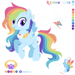 Size: 1920x1920 | Tagged: safe, artist:kabuvee, oc, oc:rainbow wind, pegasus, pony, colored wings, female, mare, not rainbow dash, show accurate, simple background, solo, transparent background, two toned wings, wings