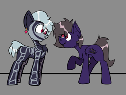 Size: 868x657 | Tagged: safe, artist:cotarsis, oc, oc:prpout, bat pony, earth pony, pony, duo, ponified, sketch